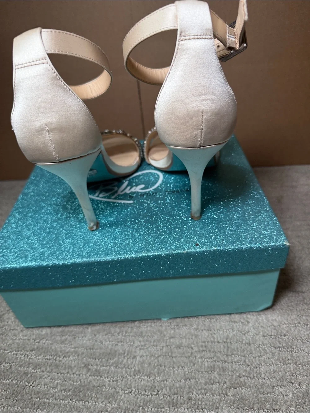 Women's Embellished Ankle-Strap Heels - Light Champagne 3 inches